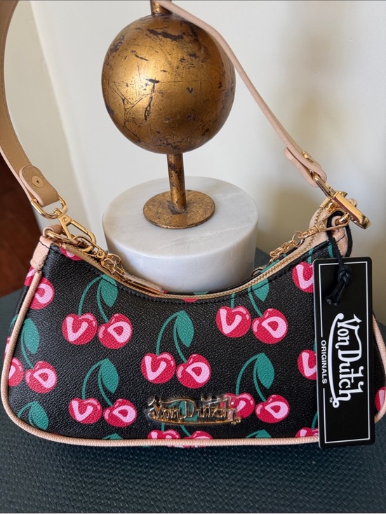 Von Dutch Handbags - Von Dutch- NWT! Black Cherry Print Mini Shoulder Bag